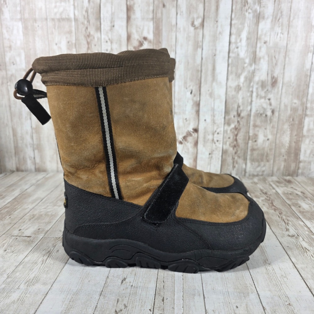 Cabelas Mens Winter Snow Boots Tan Suede Shearling Lined 8M Waterproof Shell